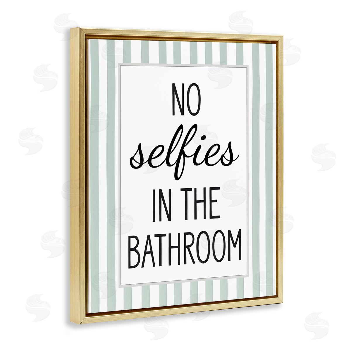 Lettered and Lined No Selfies In Bathroom Canvas Wall Art Print