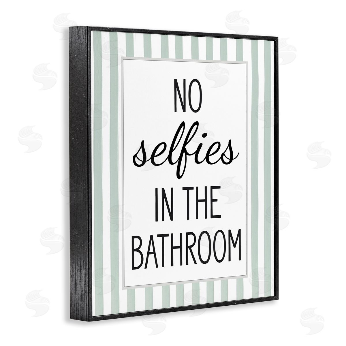 Lettered and Lined No Selfies In Bathroom Canvas Wall Art Print