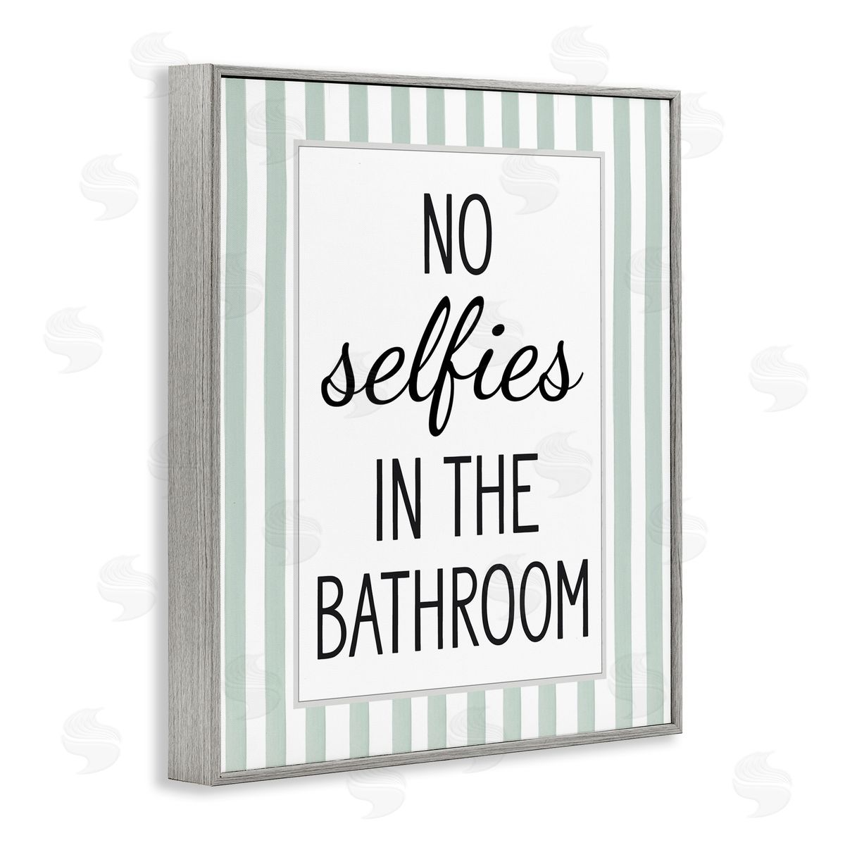 Lettered and Lined No Selfies In Bathroom Canvas Wall Art Print