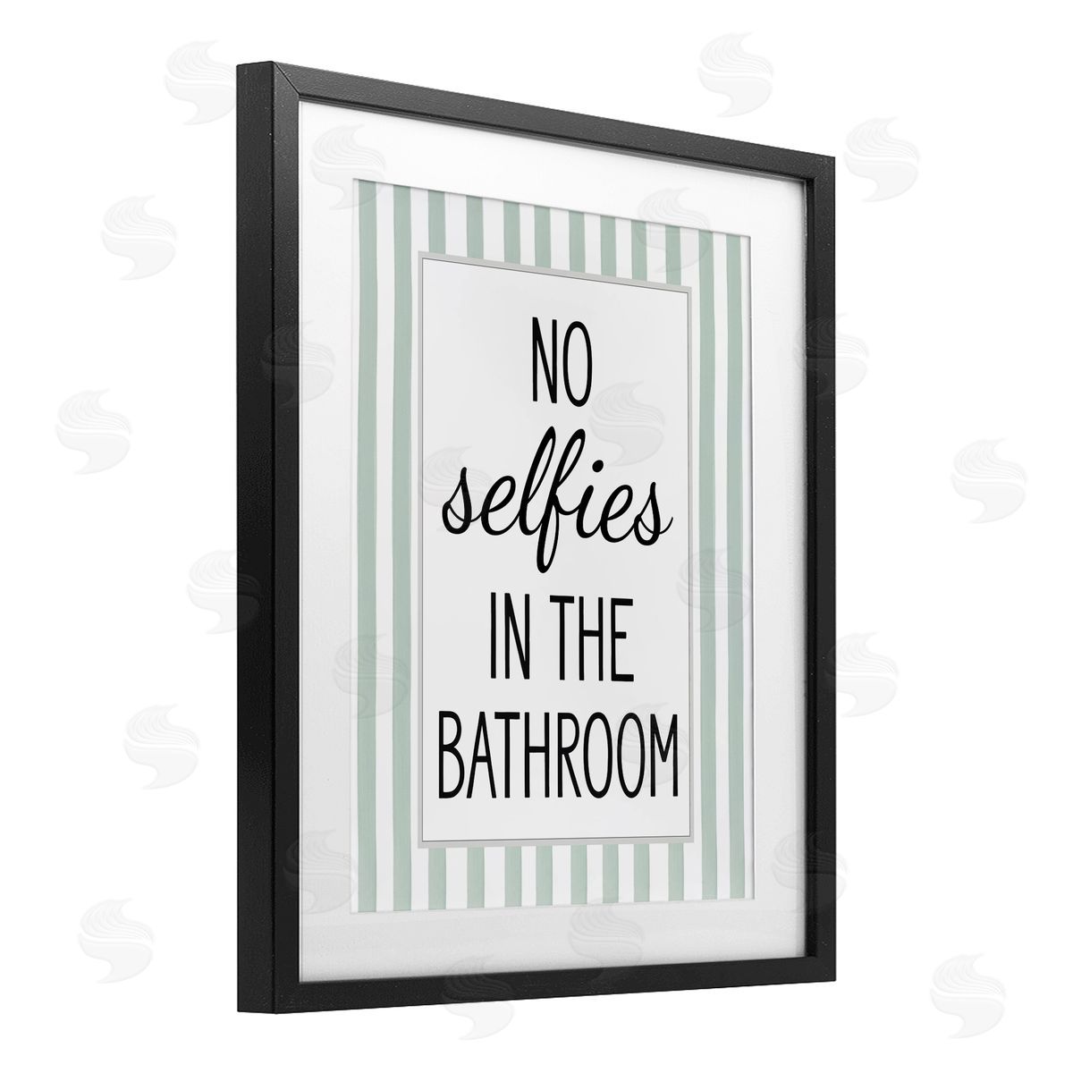 Lettered and Lined No Selfies In Bathroom Canvas Wall Art Print