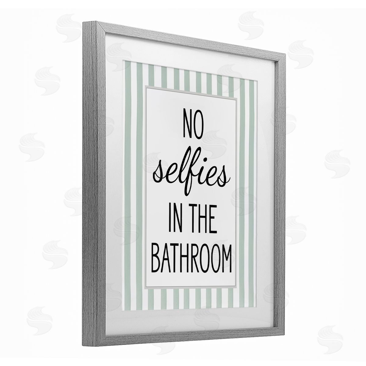 Lettered and Lined No Selfies In Bathroom Canvas Wall Art Print