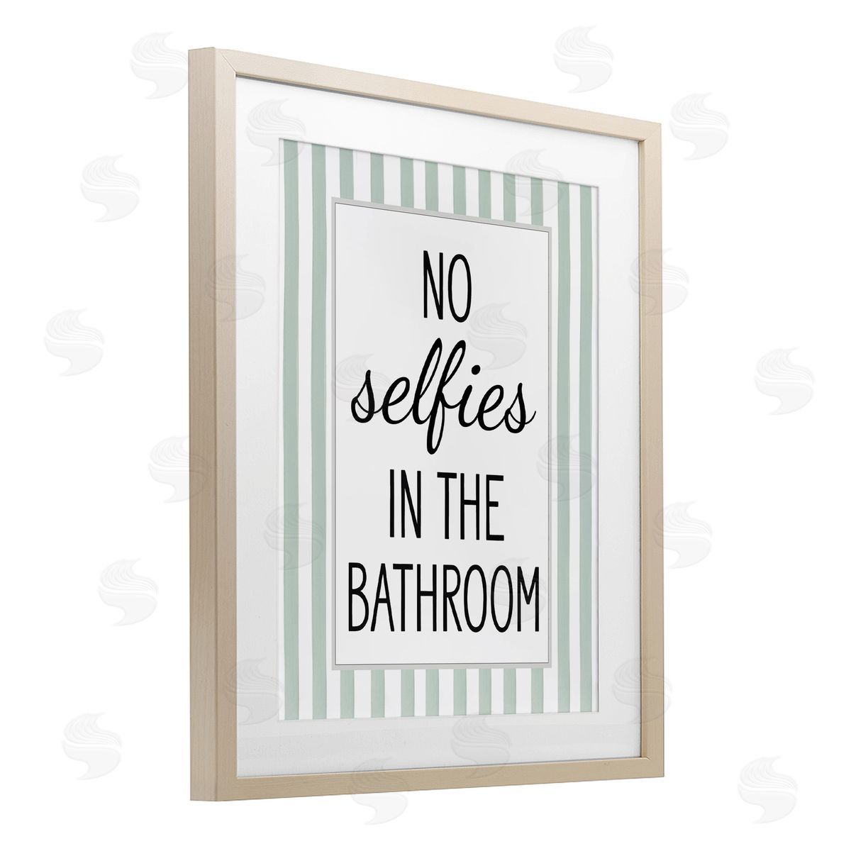 Lettered and Lined No Selfies In Bathroom Canvas Wall Art Print
