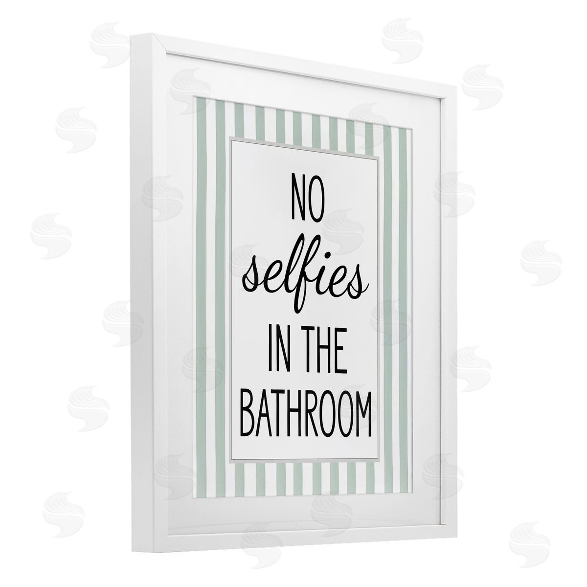 Lettered and Lined No Selfies In Bathroom Canvas Wall Art Print