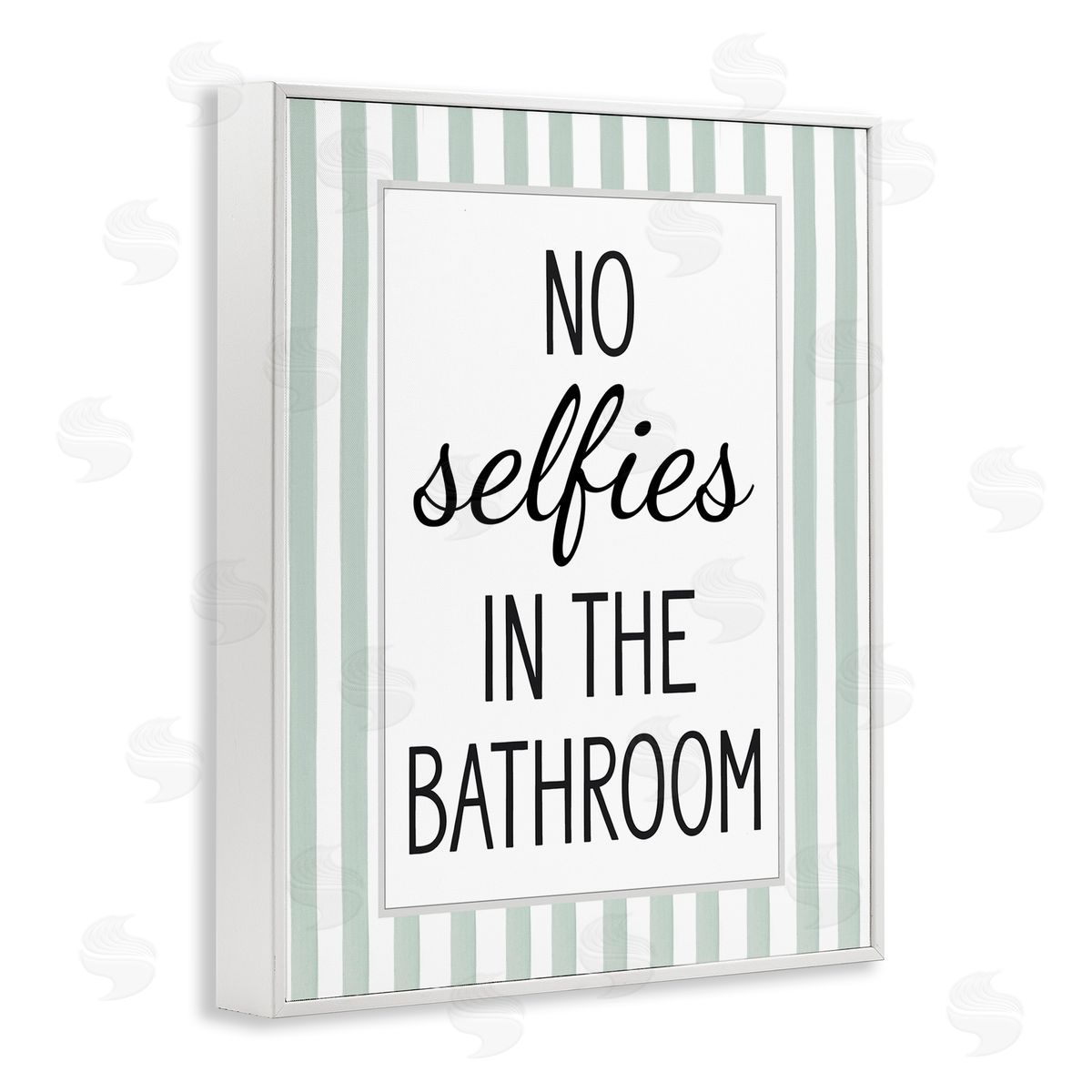 Lettered and Lined No Selfies In Bathroom Canvas Wall Art Print