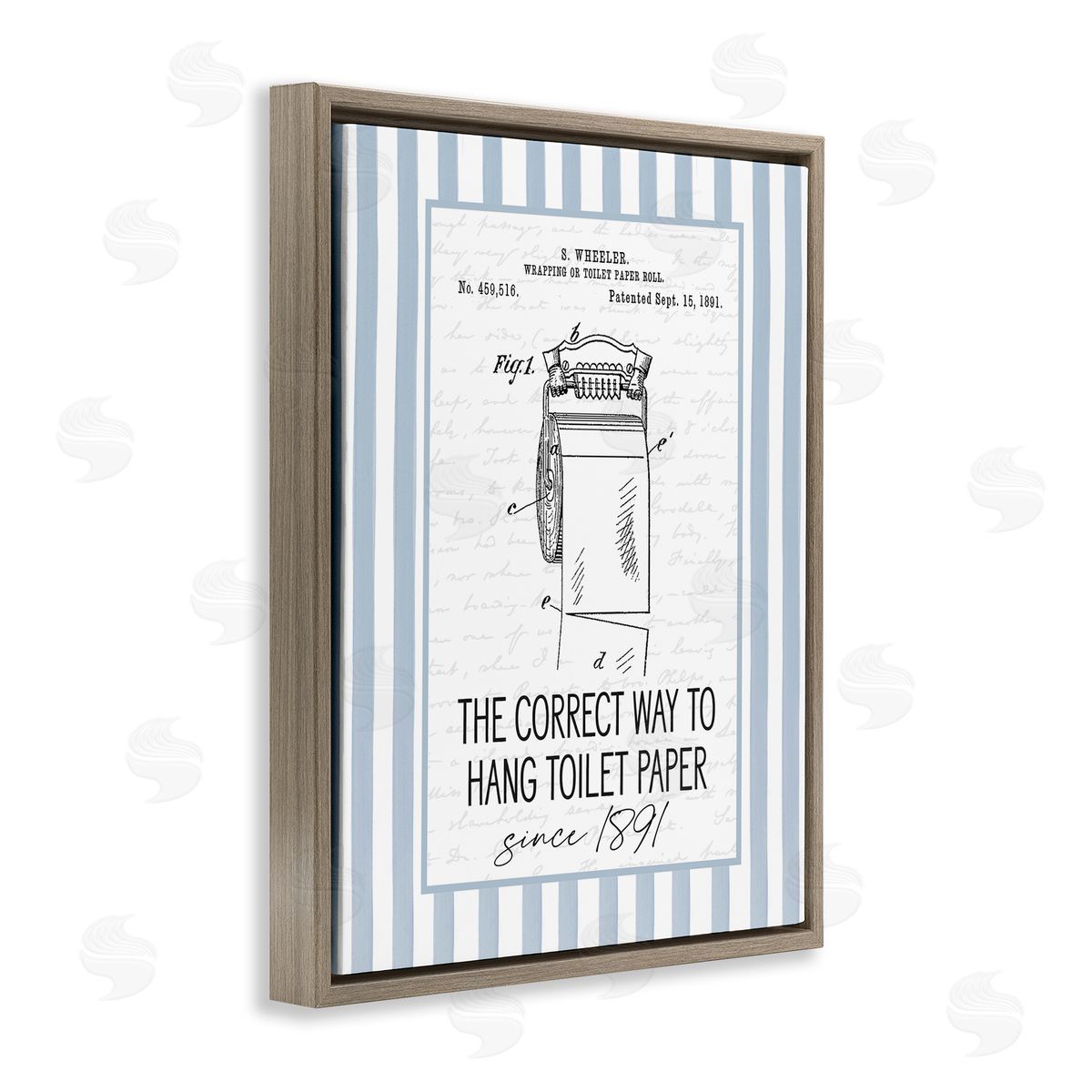 Lettered and Lined Correct Way Toilet Paper Canvas Wall Art Print