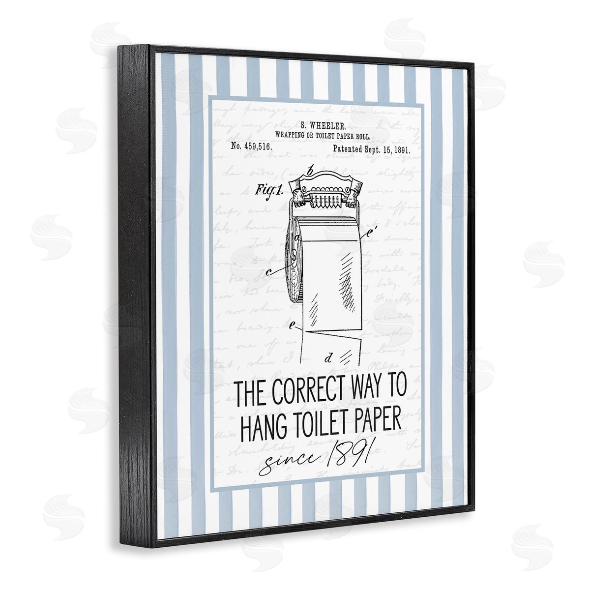 Lettered and Lined Correct Way Toilet Paper Canvas Wall Art Print
