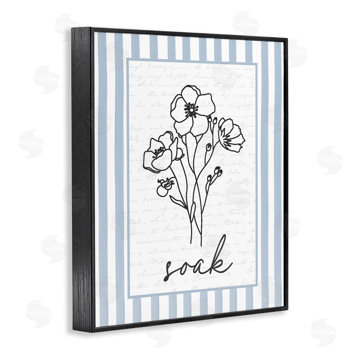 Lettered and Lined Soak Striped Bath Flowers Canvas Wall Art Print