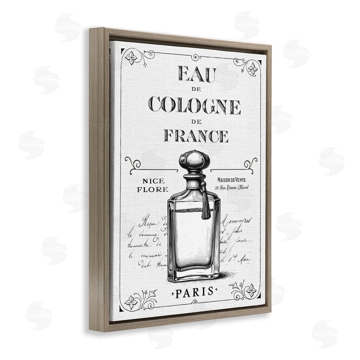 Lettered and Lined Vintage French Cologne Canvas Wall Art Print