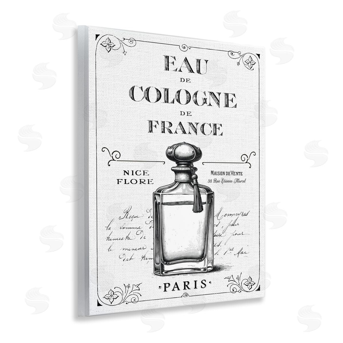 Lettered and Lined Vintage French Cologne Canvas Wall Art Print