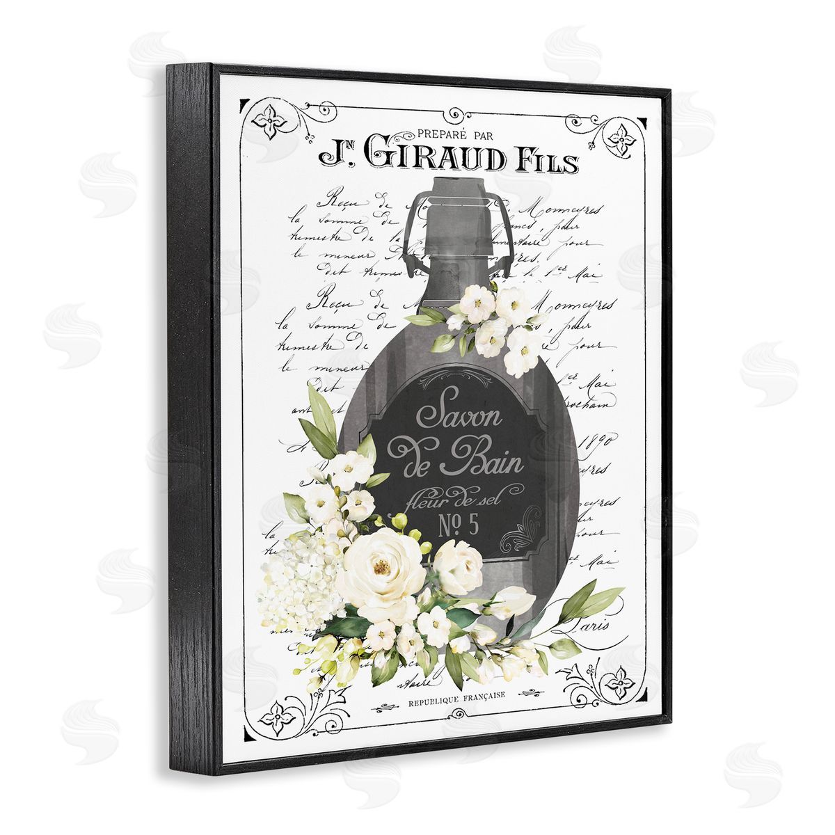 Lettered and Lined Vintage French Bath Soap Canvas Wall Art Print