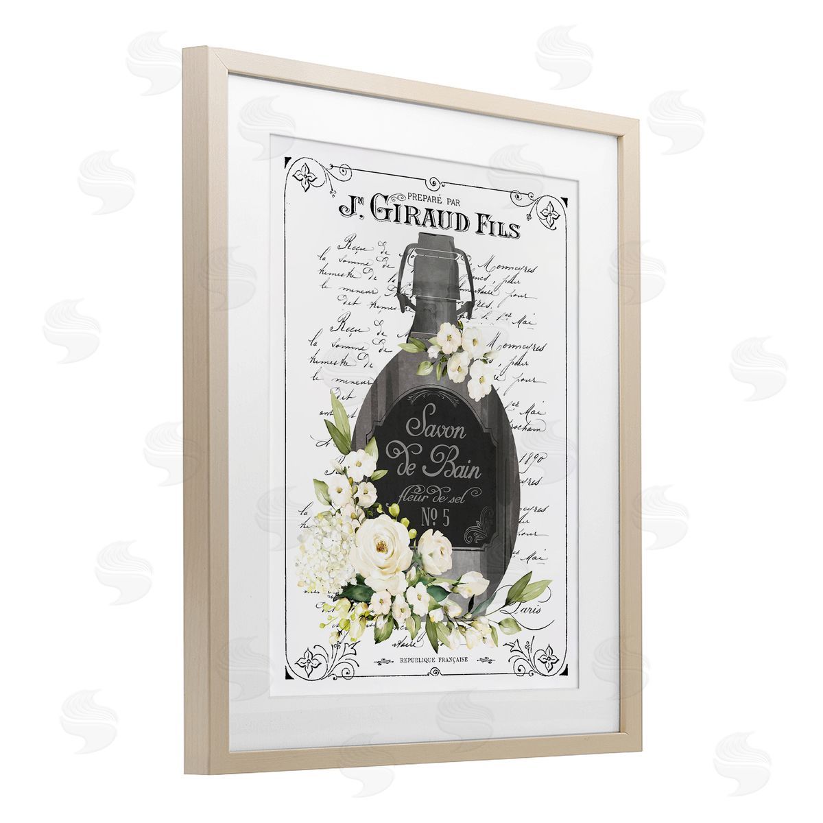 Lettered and Lined Vintage French Bath Soap Canvas Wall Art Print