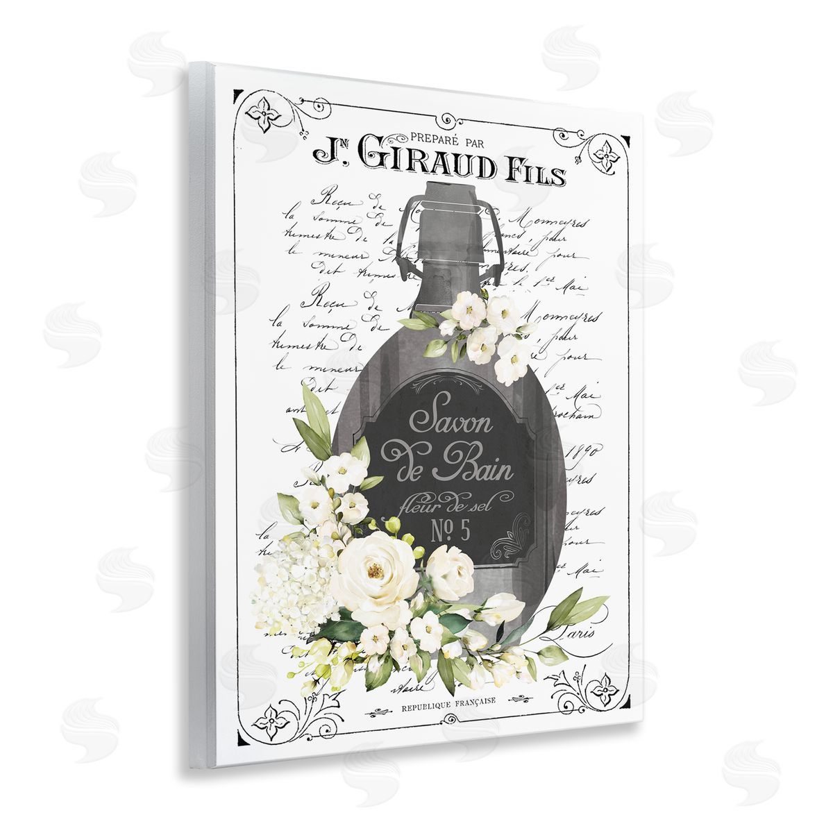 Lettered and Lined Vintage French Bath Soap Canvas Wall Art Print