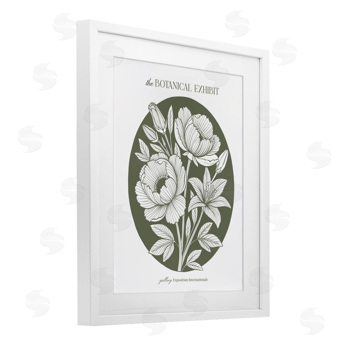 Lettered and Lined Gallery Exhibit Flowers Green Canvas Wall Art Print