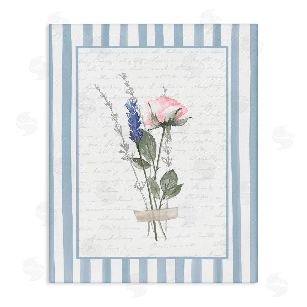 Lettered and Lined Delicate Herbs Sketch Canvas Wall Art Print