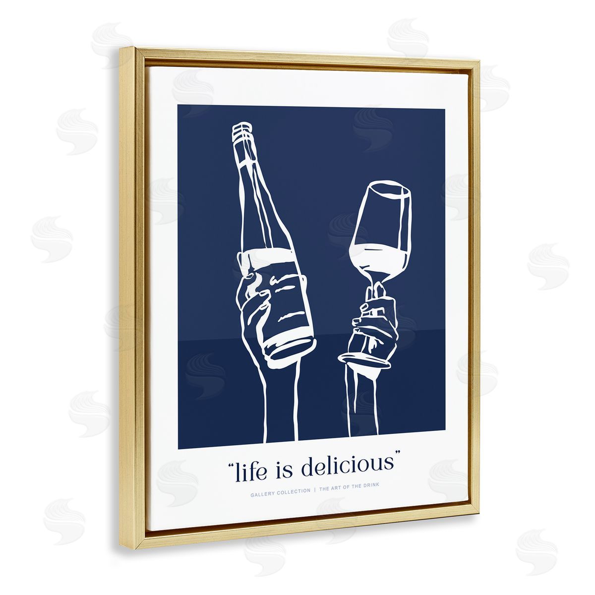 Lettered and Lined Navy Life Is Delicious Canvas Wall Art Print