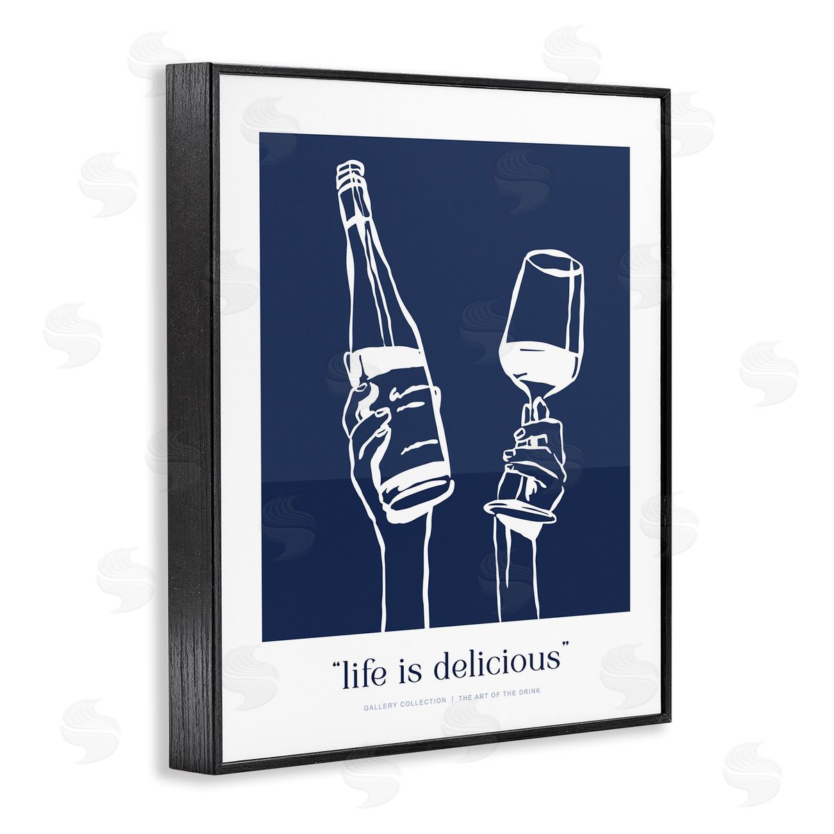 Lettered and Lined Navy Life Is Delicious Canvas Wall Art Print