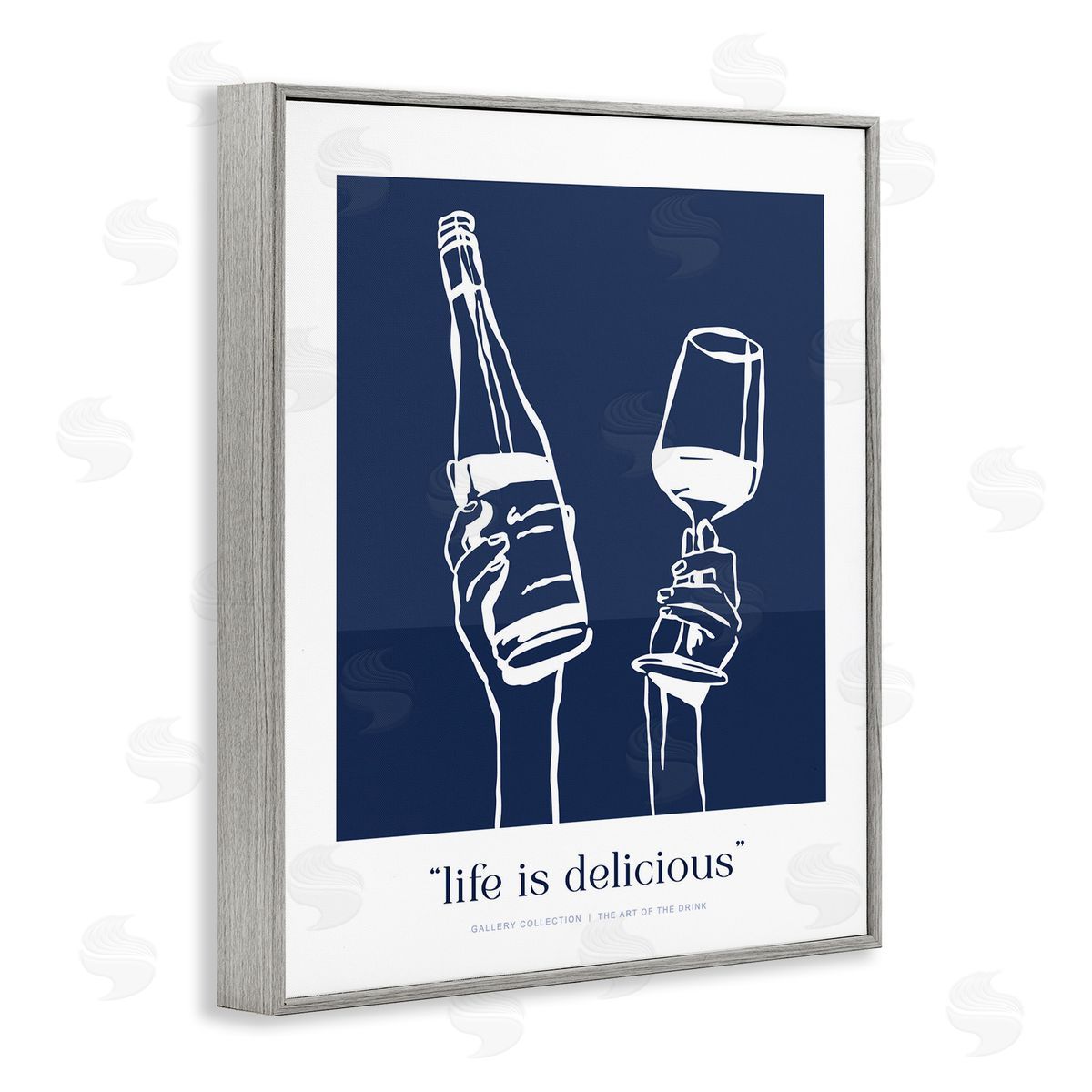 Lettered and Lined Navy Life Is Delicious Canvas Wall Art Print