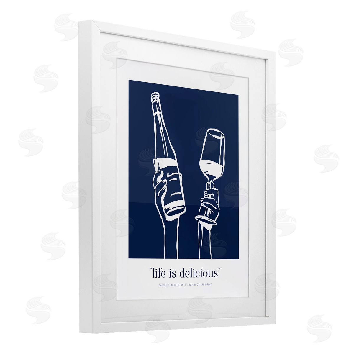 Lettered and Lined Navy Life Is Delicious Canvas Wall Art Print