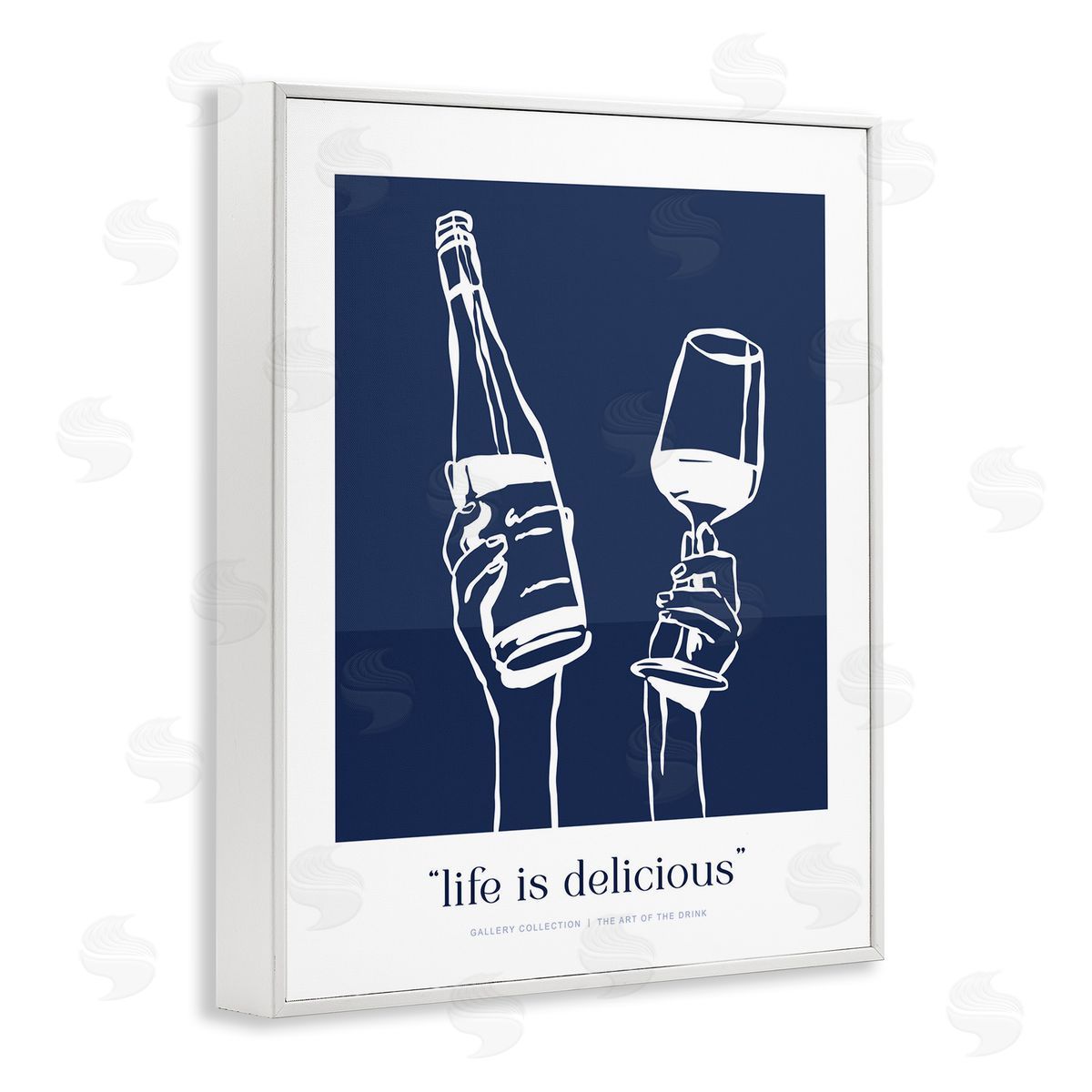 Lettered and Lined Navy Life Is Delicious Canvas Wall Art Print