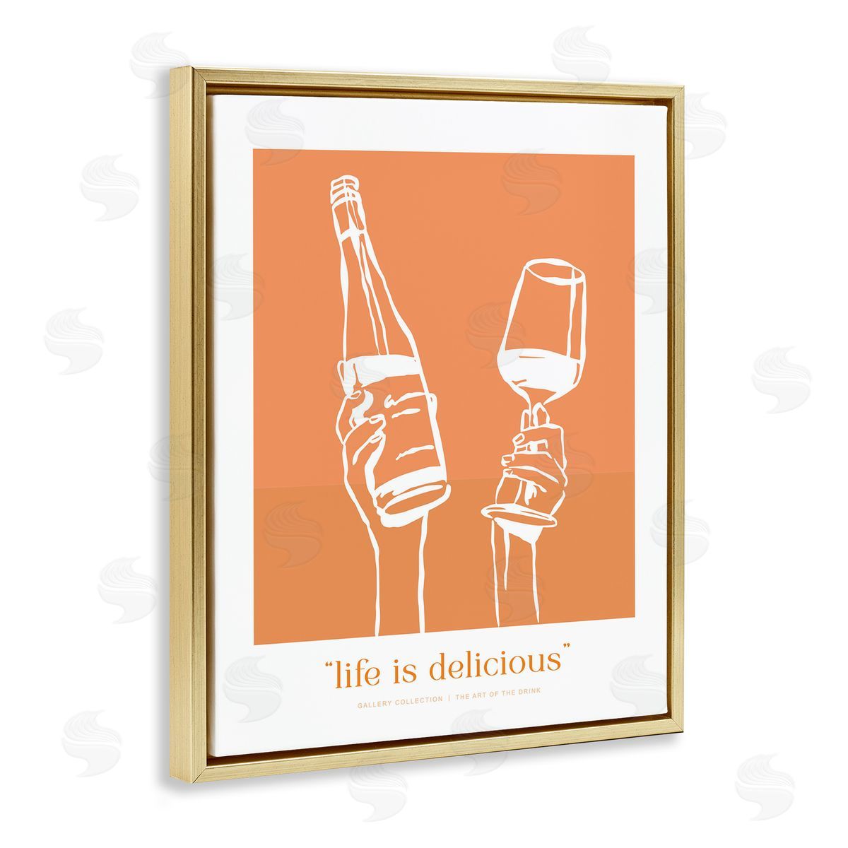 Lettered and Lined Orange Life Is Delicious Canvas Wall Art Print