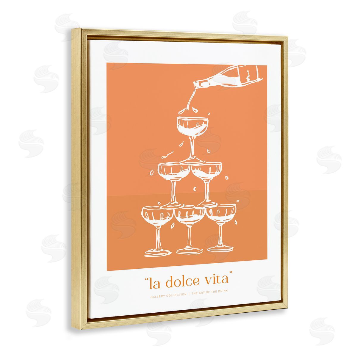 Lettered and Lined La Dolce Vita Champagne Canvas Wall Art Print