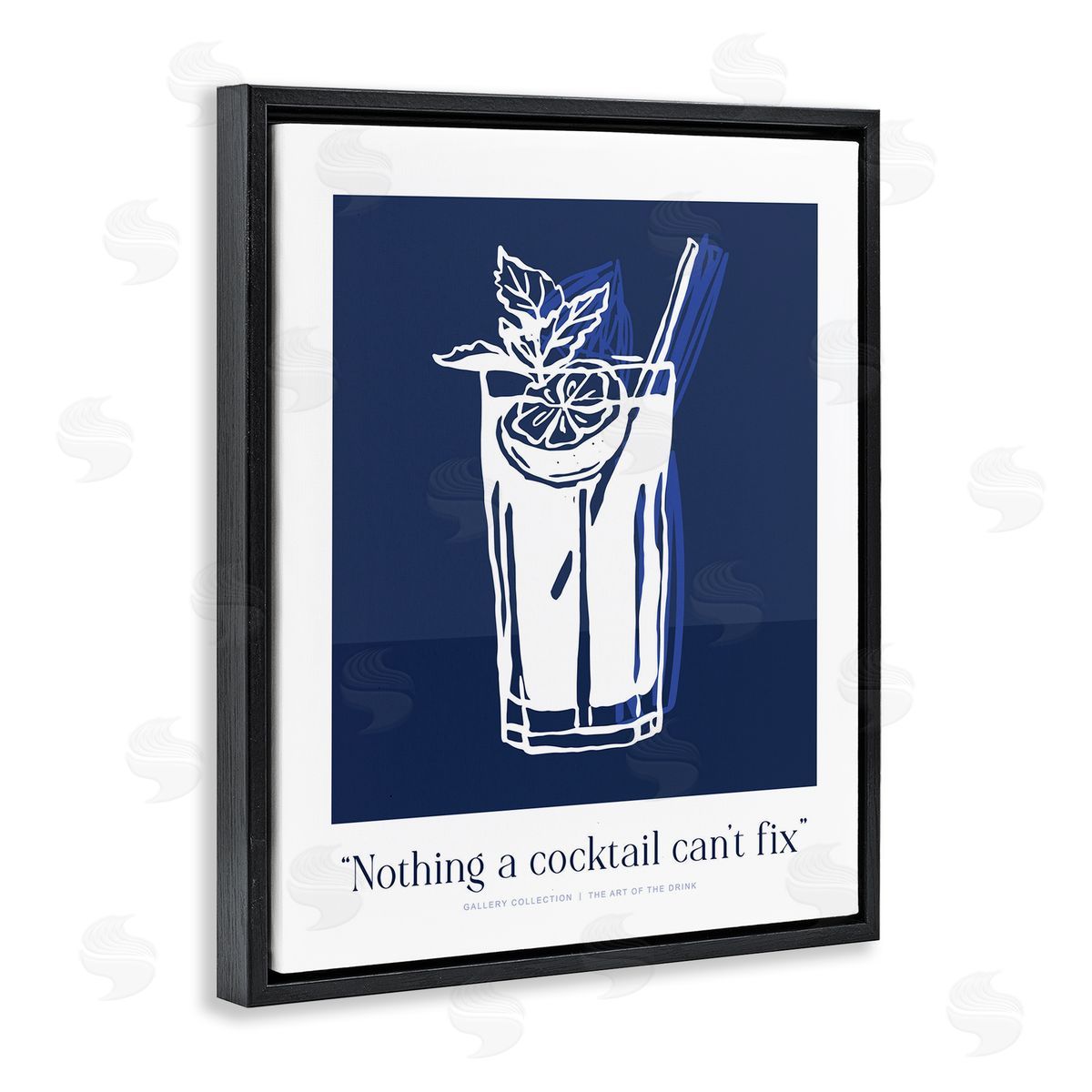 Lettered and Lined Nothing Cocktail Can't Fix Navy Canvas Wall Art Print