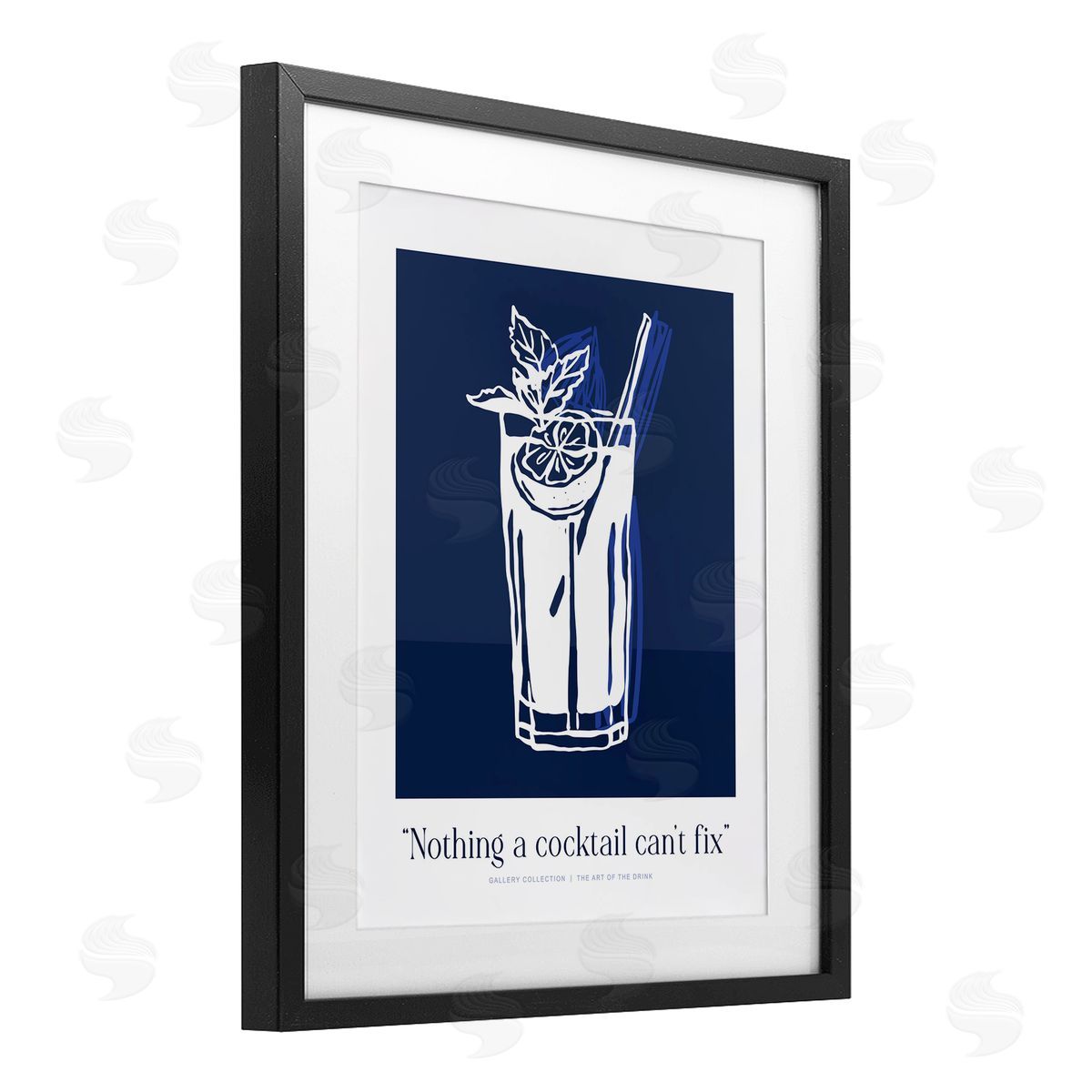 Lettered and Lined Nothing Cocktail Can't Fix Navy Canvas Wall Art Print