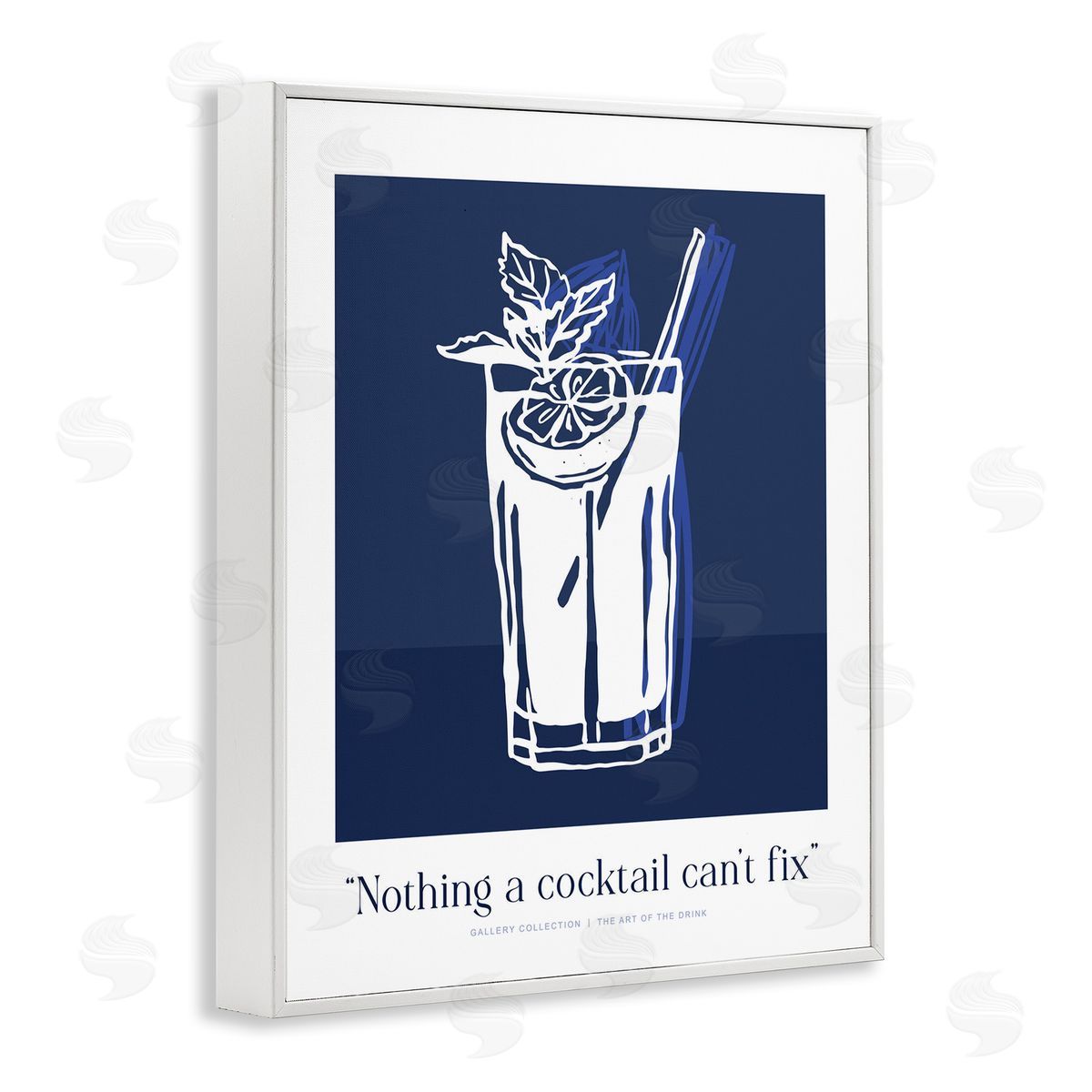 Lettered and Lined Nothing Cocktail Can't Fix Navy Canvas Wall Art Print