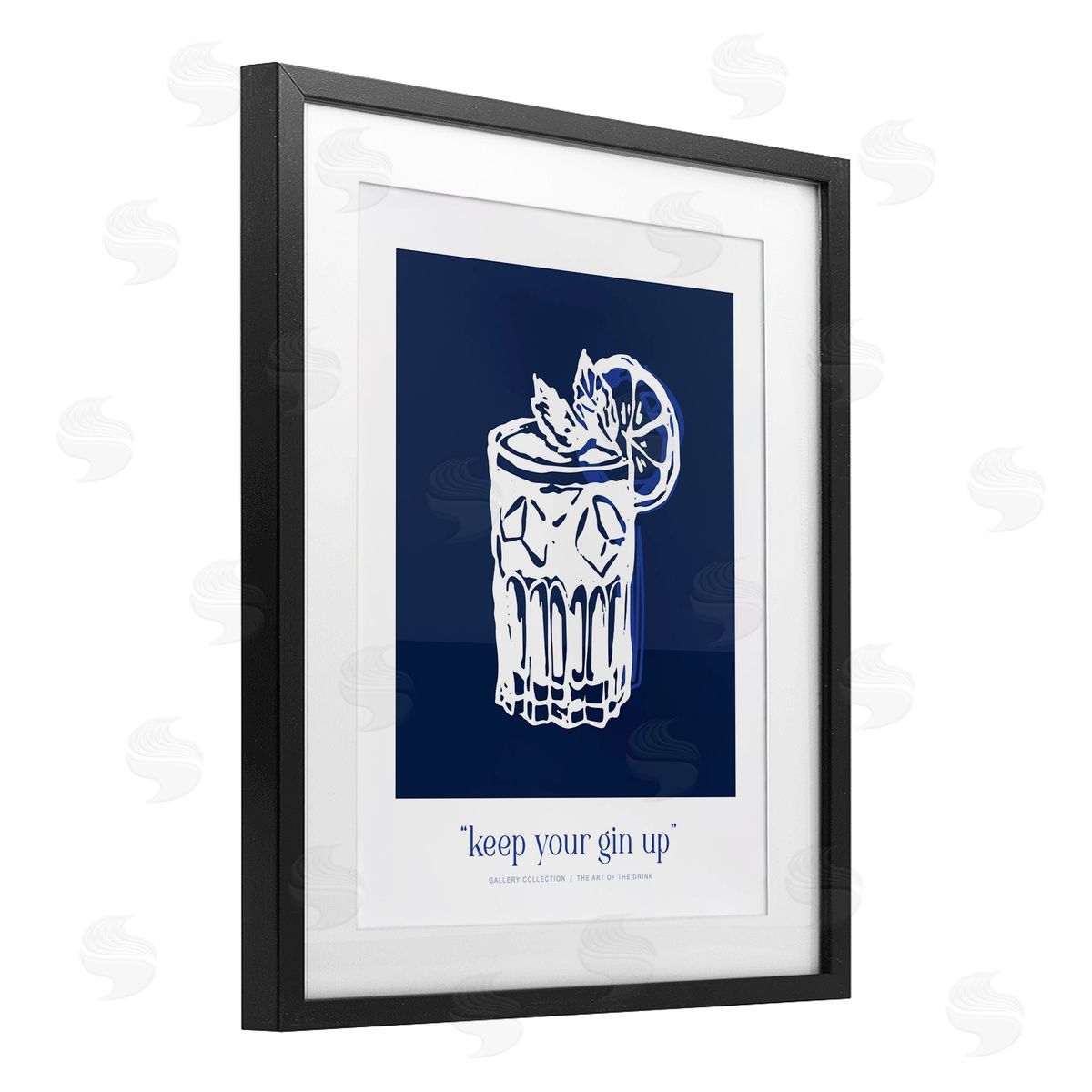 Lettered and Lined Navy Keep Your Gin Up Canvas Wall Art Print