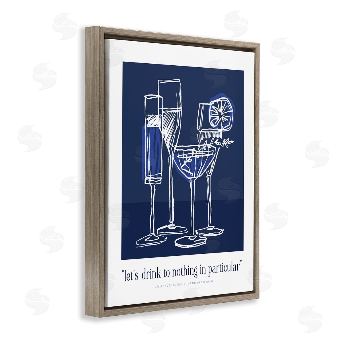 Lettered and Lined Blue Drink Toast Phrase Canvas Wall Art Print