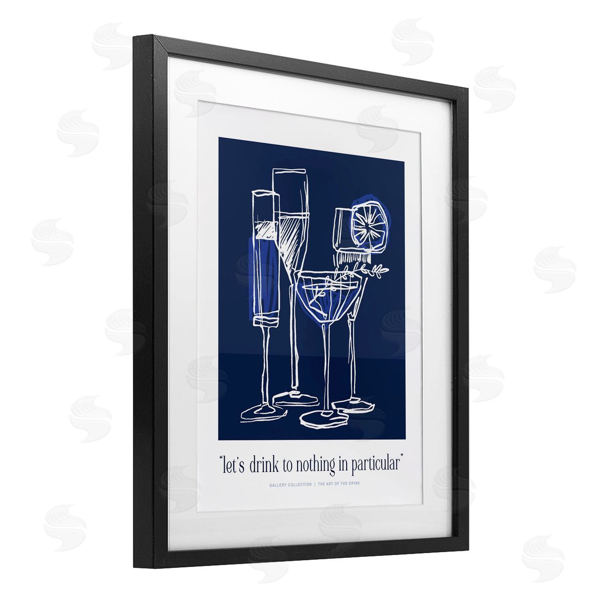 Lettered and Lined Blue Drink Toast Phrase Canvas Wall Art Print