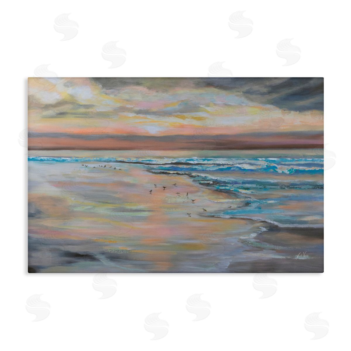 Jeanette Vertentes Morning Run Beach View Canvas Wall Art Print