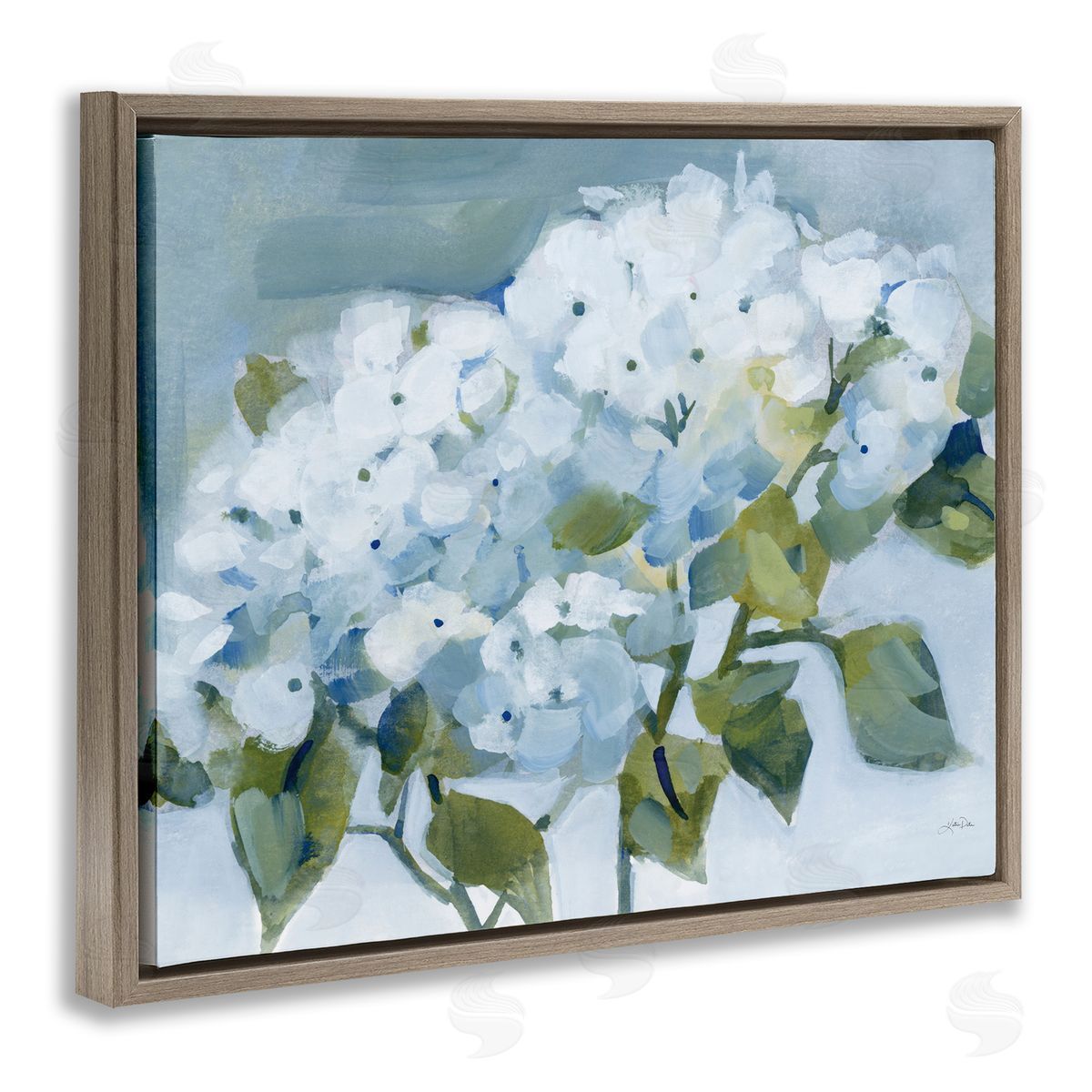 Katrina Pete Blue Spring Cottage Hydrangeas Canvas Wall Art Print
