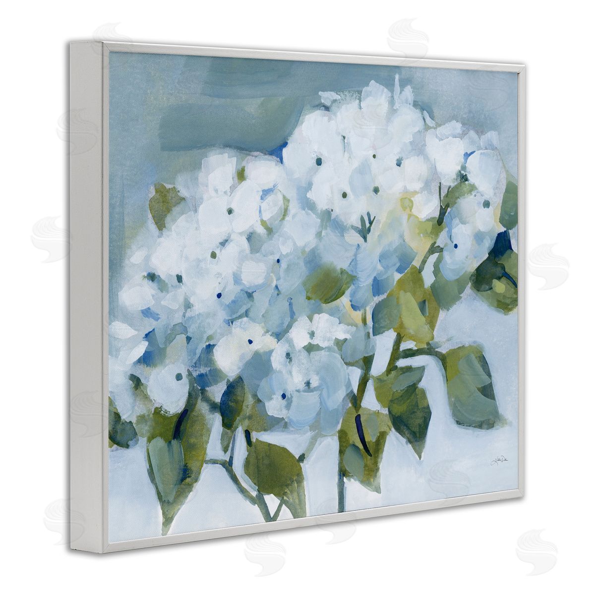 Katrina Pete Blue Spring Cottage Hydrangeas Canvas Wall Art Print
