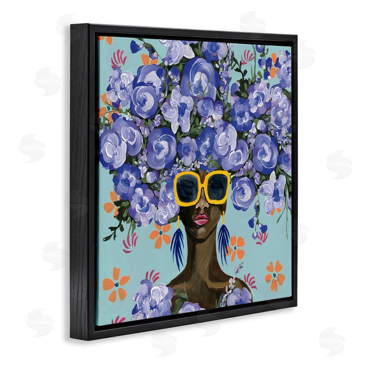 Yvette St. Amant Sunning In Blue Florals Canvas Wall Art Print