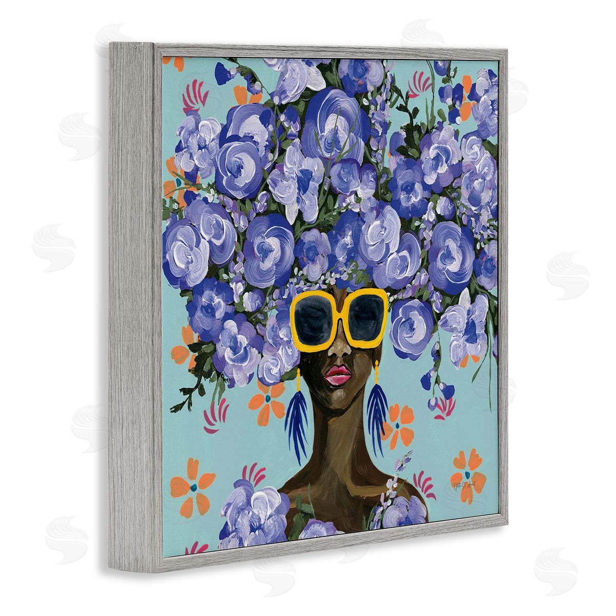 Yvette St. Amant Sunning In Blue Florals Canvas Wall Art Print