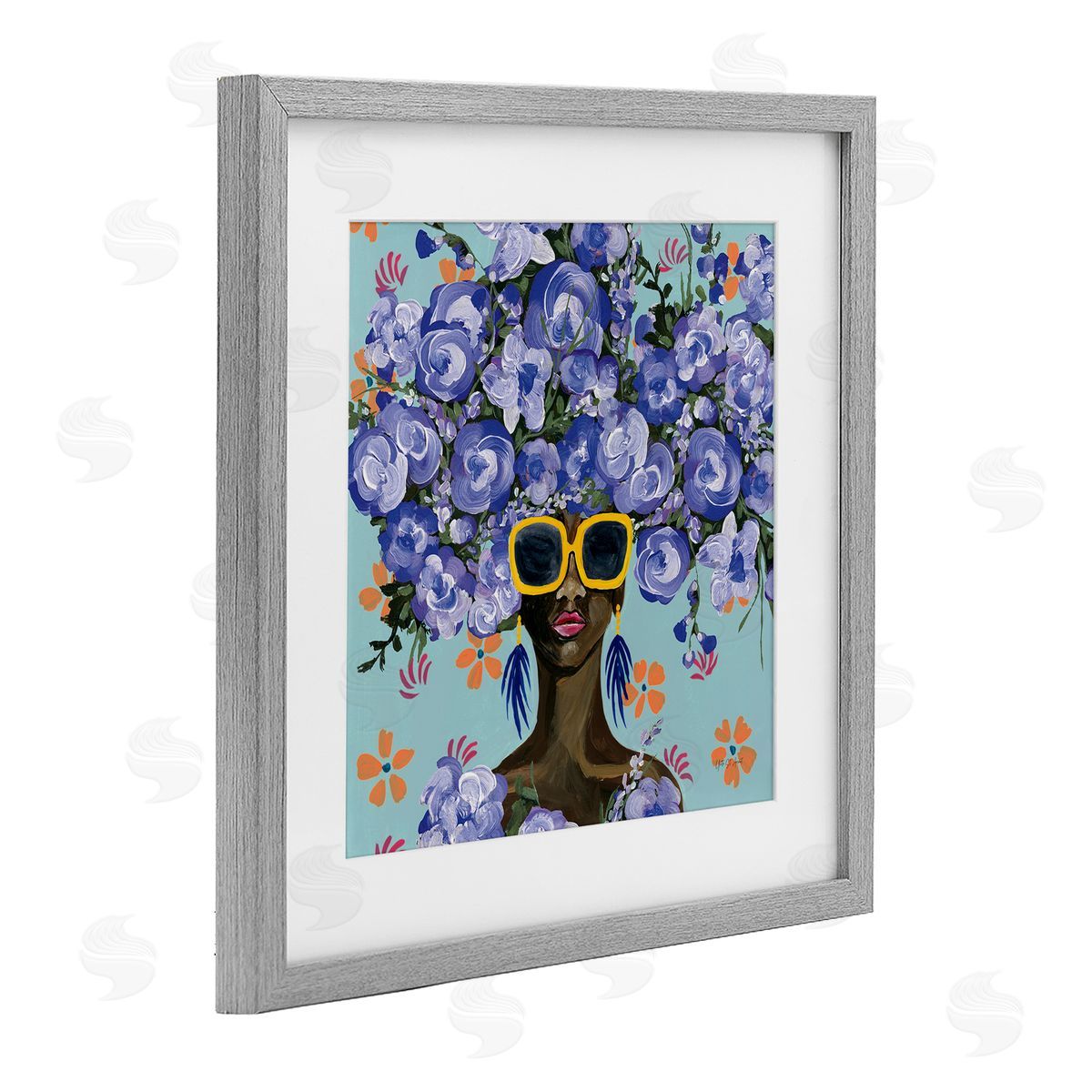 Yvette St. Amant Sunning In Blue Florals Canvas Wall Art Print