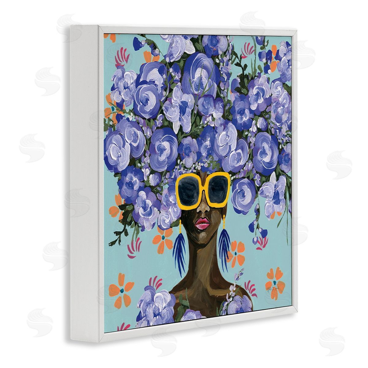 Yvette St. Amant Sunning In Blue Florals Canvas Wall Art Print