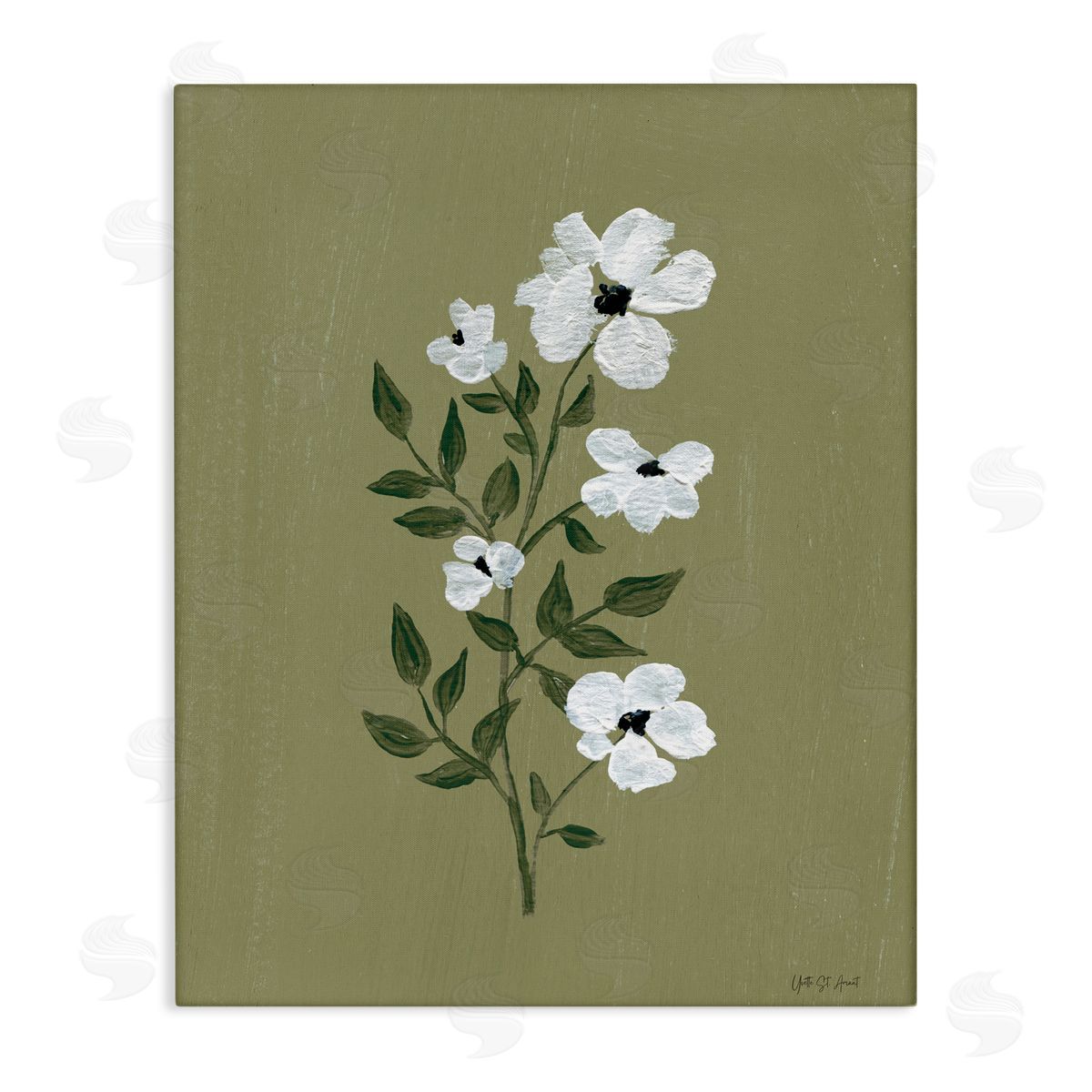 Yvette St. Amant Pretty Little Flower Avocado Canvas Wall Art Print