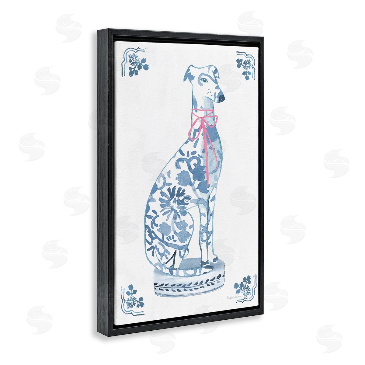Mercedes Lopez Charro Chinoiserie Dog Statue Canvas Wall Art Print