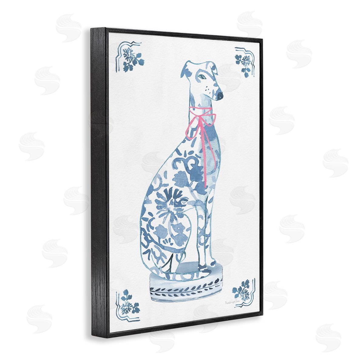 Mercedes Lopez Charro Chinoiserie Dog Statue Canvas Wall Art Print