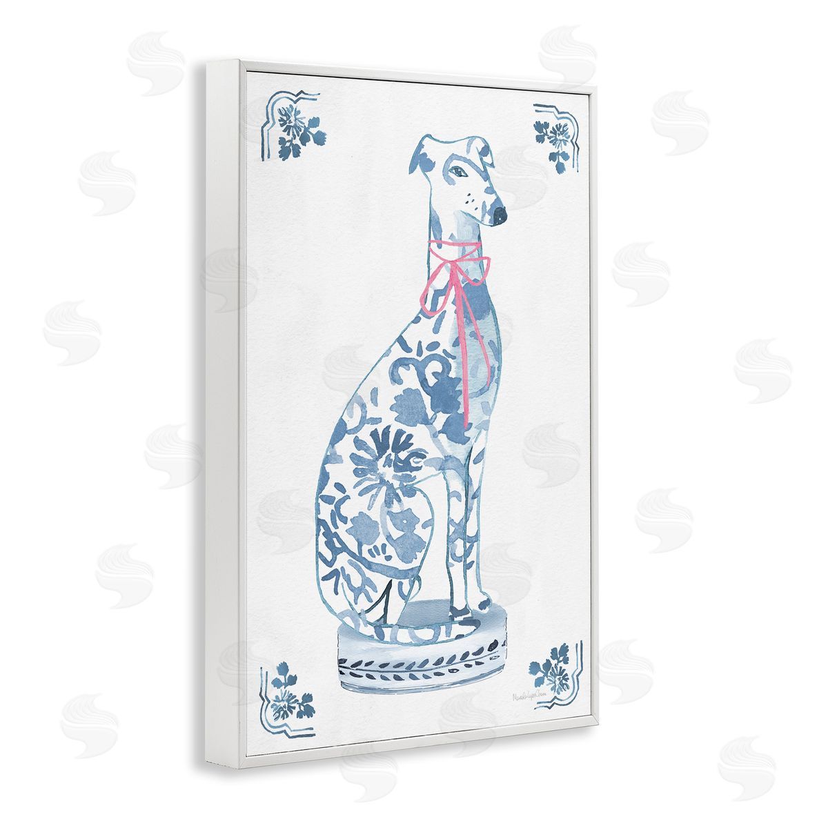 Mercedes Lopez Charro Chinoiserie Dog Statue Canvas Wall Art Print