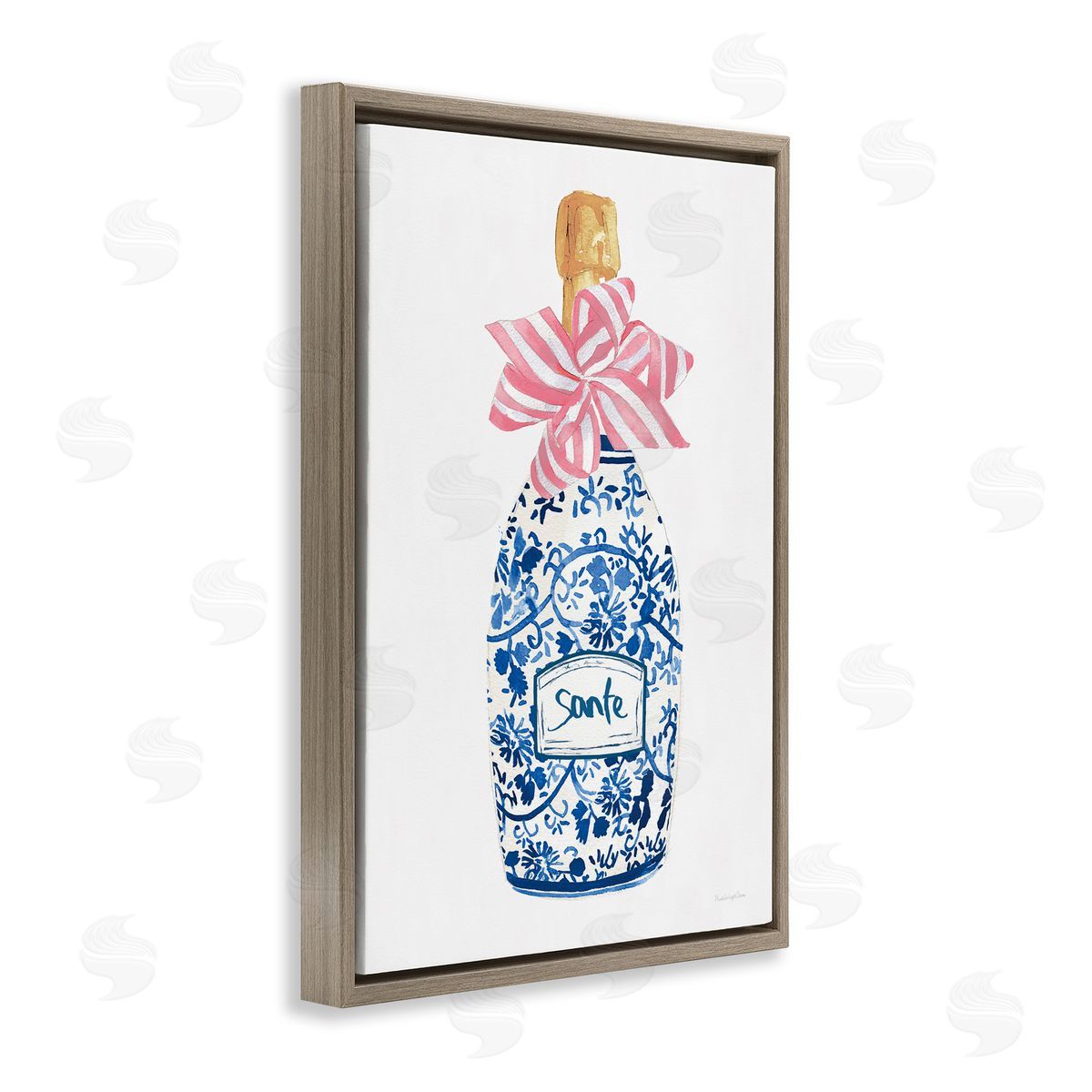 Mercedes Lopez Charro Pink & Blue Flirty Champagne Canvas Wall Art Print