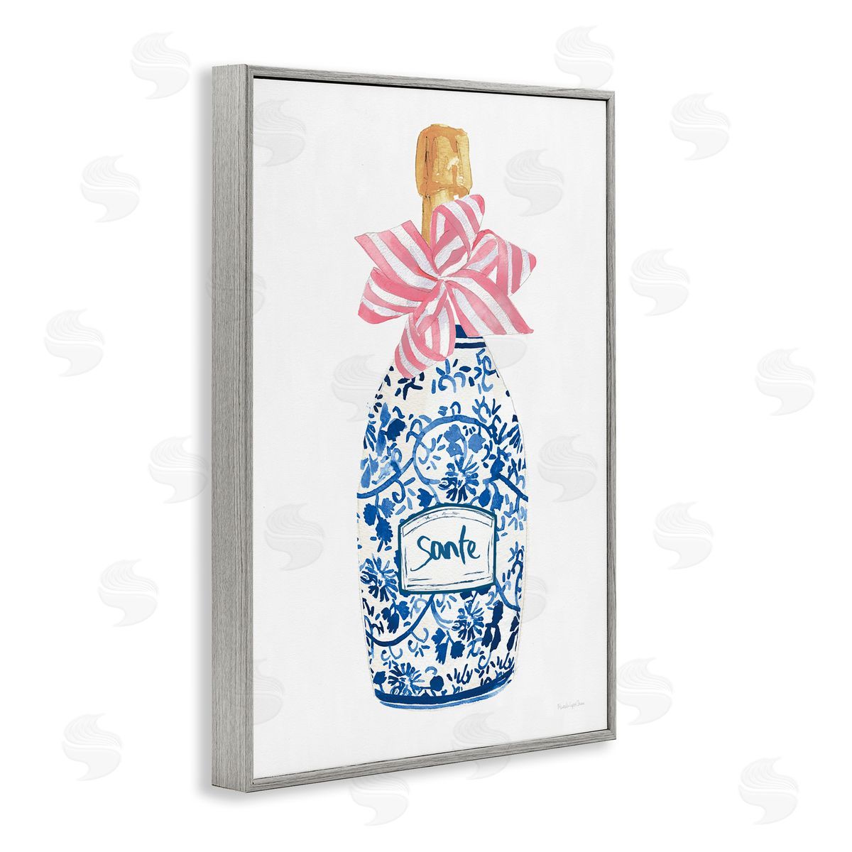 Mercedes Lopez Charro Pink & Blue Flirty Champagne Canvas Wall Art Print