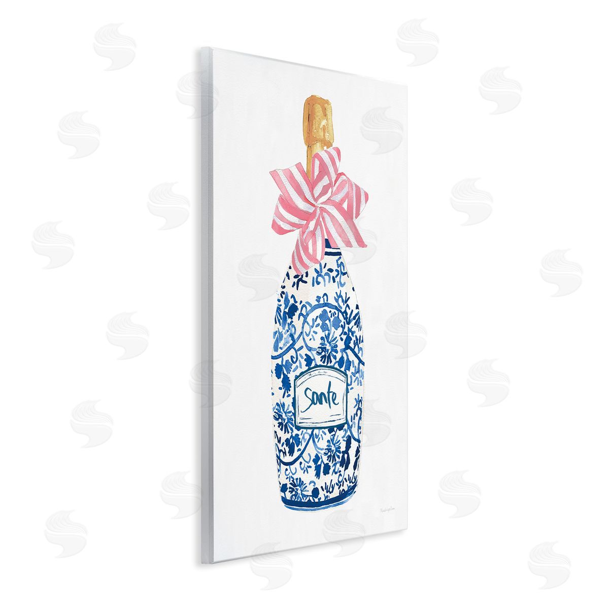 Mercedes Lopez Charro Pink & Blue Flirty Champagne Canvas Wall Art Print