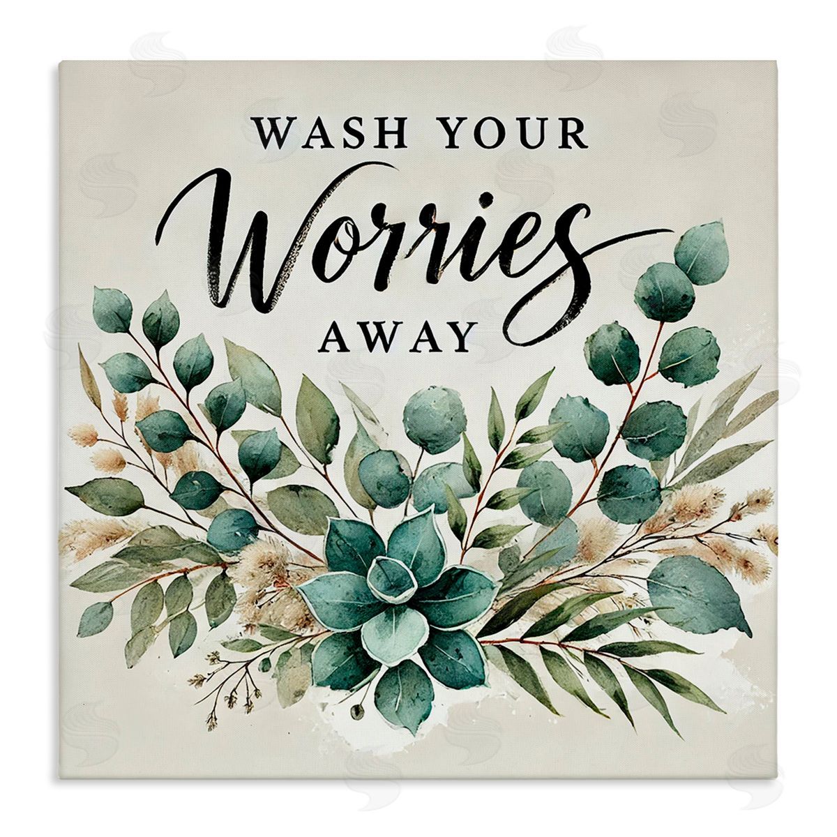 Erin Clark Wash Worries Away Succulents Canvas Wall Art Print