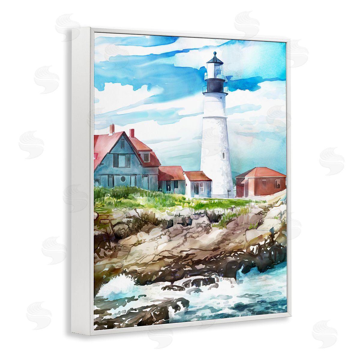 Mauro Devereaux Cape Cod Lighthouse Shore Canvas Wall Art Print