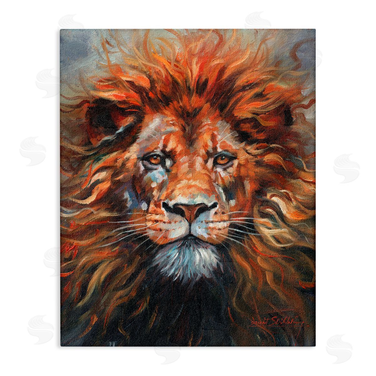 David Stribbling Face Of A Lion Canvas Wall Art Print