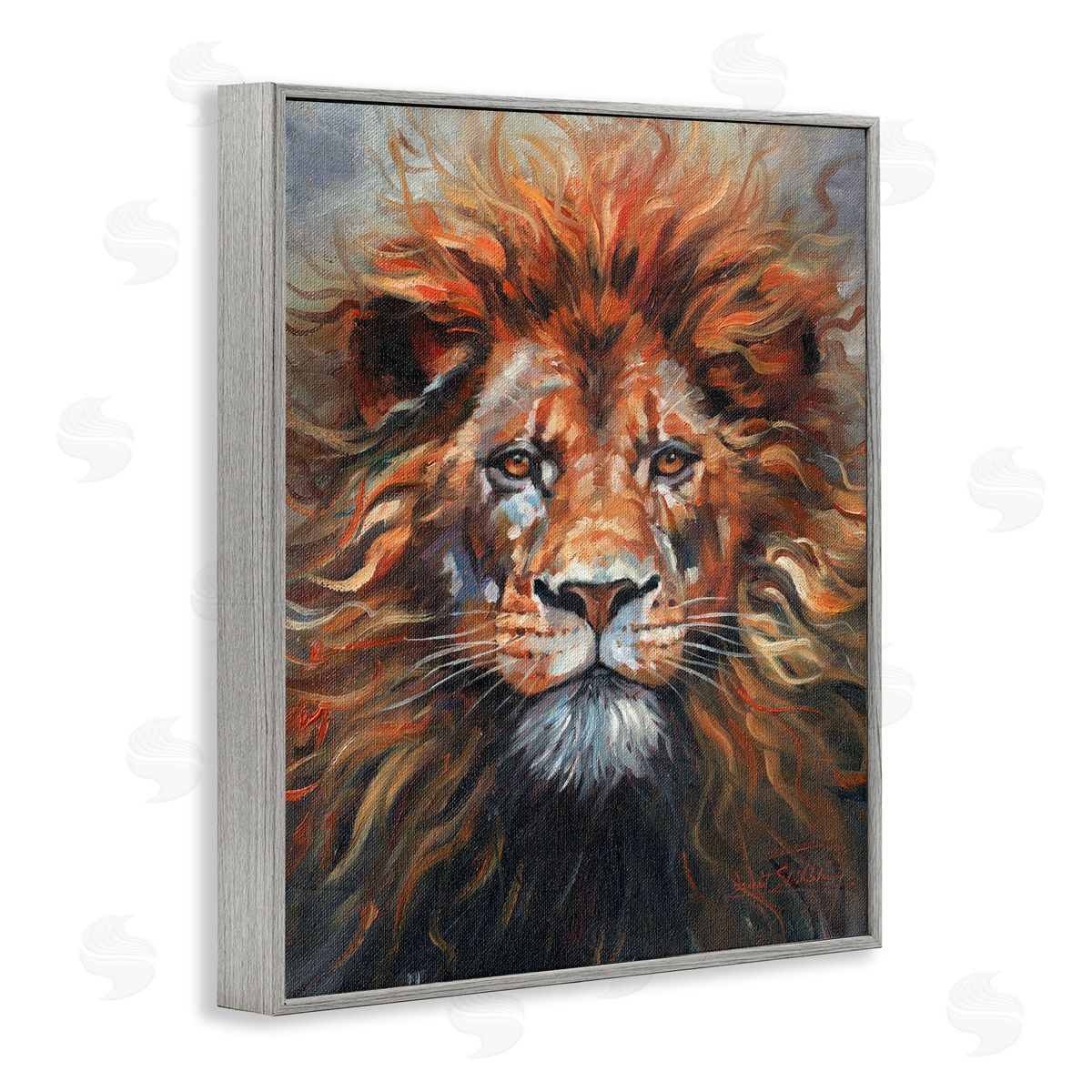 David Stribbling Face Of A Lion Canvas Wall Art Print