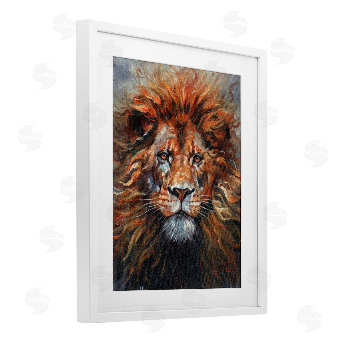 David Stribbling Face Of A Lion Canvas Wall Art Print